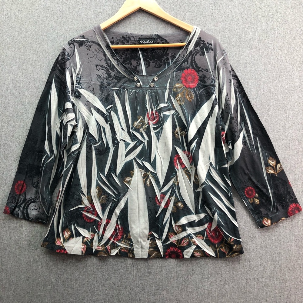 Equation Women’s Multicolor 3/4 Sleeves Tops Size L